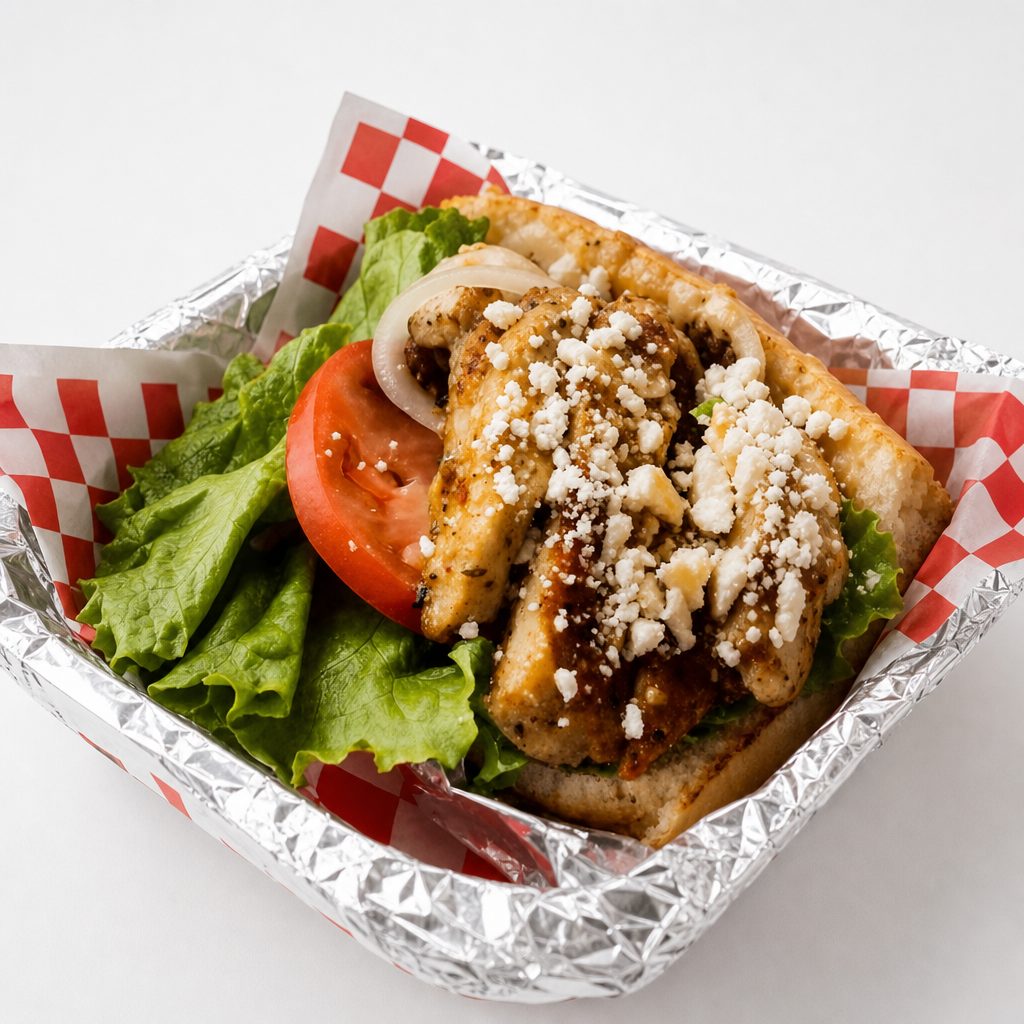 Greek Chicken Sandwich.